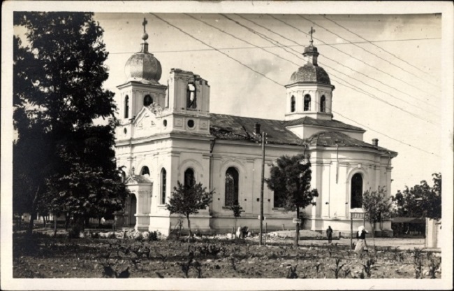 Церковь Успения Пресвятой Богородицы, Жариштя (Вранча, Румыния). архивная фотография, Почтовая фотооткрытка 1917 г.