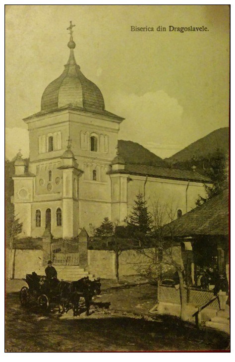 Церковь Успения Пресвятой Богородицы, Драгославеле (Арджеш, Румыния). архивная фотография, Тиражная почтовая открытка 1913 г.