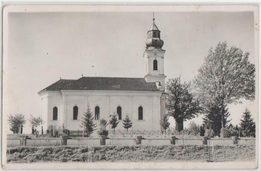 Цебя. Церковь Успения Пресвятой Богородицы. архивная фотография, Тиражная почтовая открытка 1940-х годов