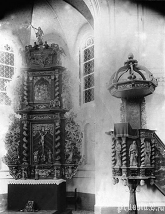Большая Поляна. Неизвестная церковь. архивная фотография, Кирха Патерсвальде, алтарная часть, довоенное фото