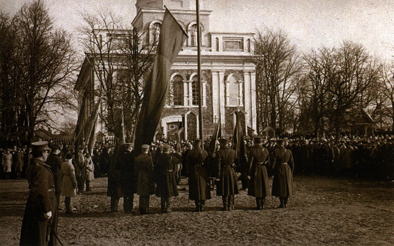 Церковь Казанской иконы Божией Матери, Паневежис (Паневежский уезд, Литва). архивная фотография, Вид после реконструкции в костёл. Почтовая фотооткрытка 1920-х годов