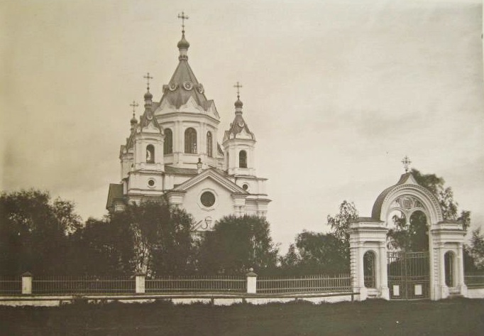 Церковь Бориса и Глеба, Знаменское (Ржевский район и г. Ржев, Тверская область). архивная фотография, Съемка 1920-х -1930-х гг. Общий вид с запада. ГКМФ. ГНИМА им Щусева