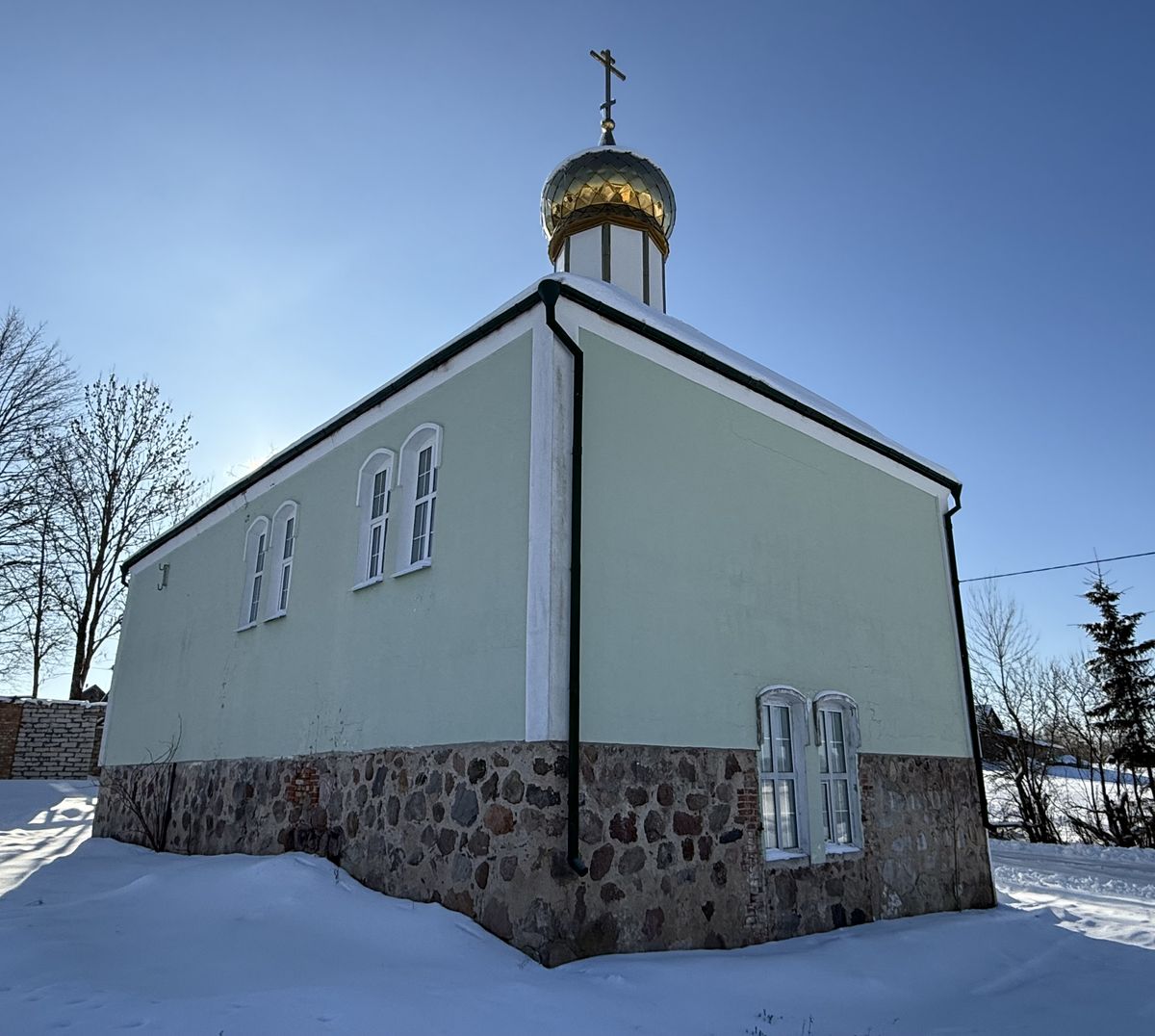 Вид с севера, фасады. Церковь Анны Праведной, Першаи (Воложинский район, Беларусь, Минская область)