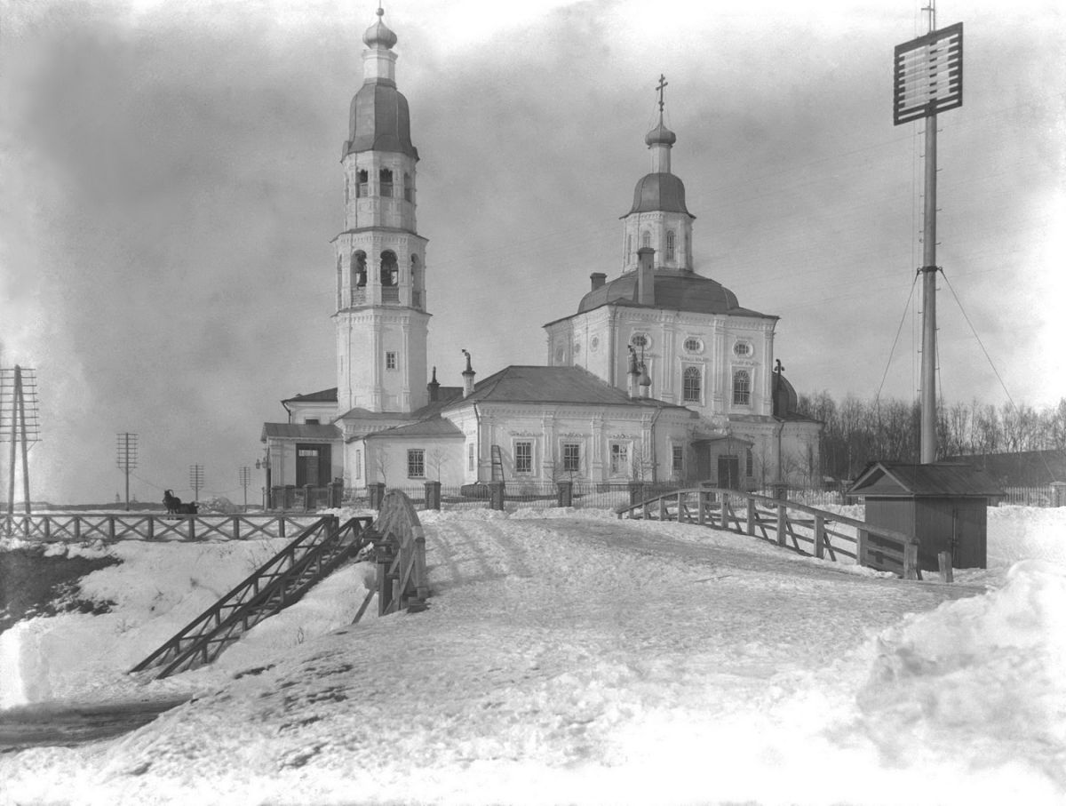 Церковь Успения Пресвятой Богородицы (старая), Архангельск (Архангельск, город, Архангельская область). архивная фотография, Фото с видом Успенской церкви, выполненная в 1910-х гг.