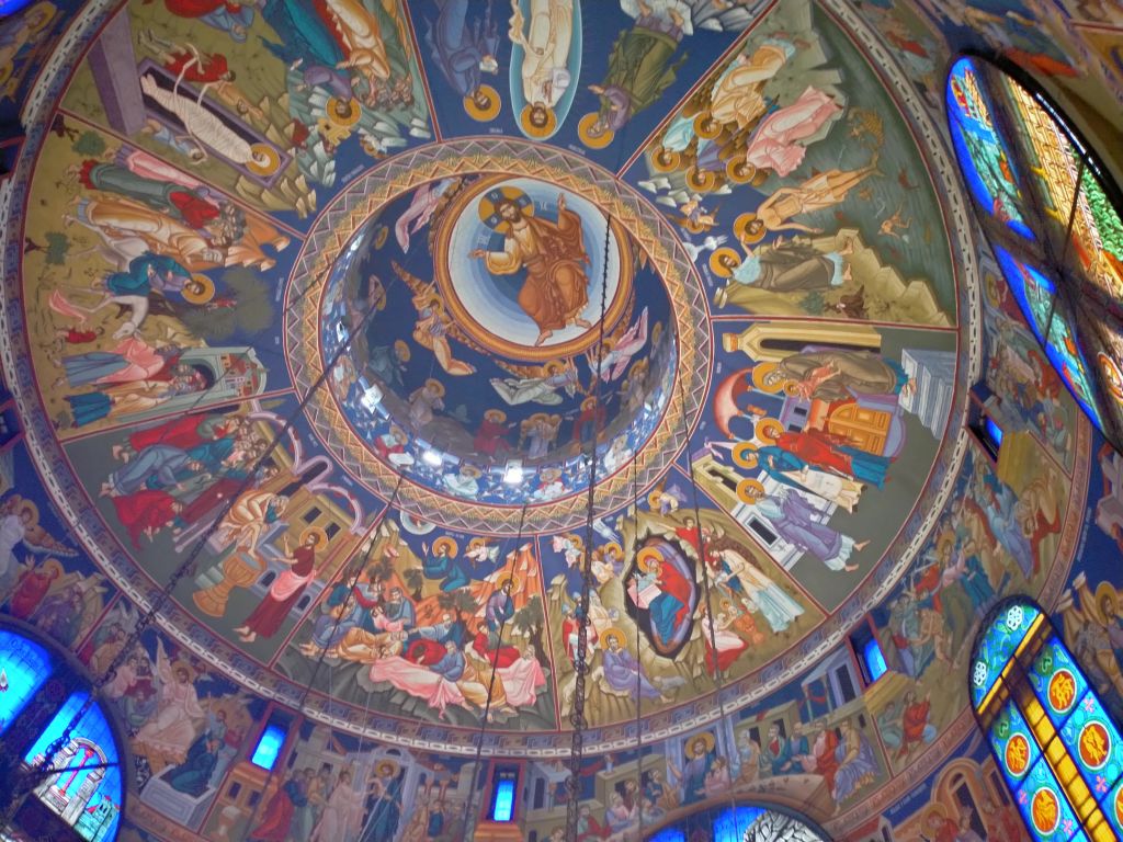 Церковь Василия Острожского, Белград (Белград, округ, Сербия). интерьер и убранство, Подкупольная роспись