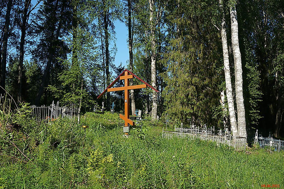 Церковь Троицы Живоначальной, Горушка (Боровичский район, Новгородская область). фасады, Вид на место