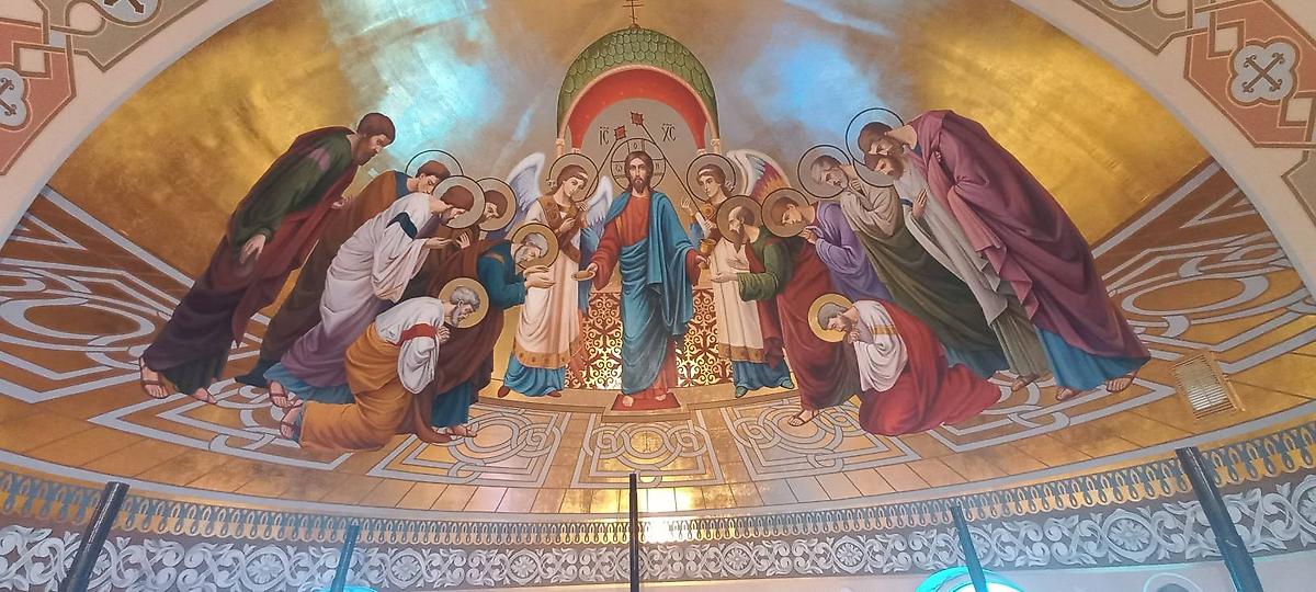 Роспись сделана Художественной мастерской "Исток" г.Волгодонск. наш сайт исток161.рф, интерьер и убранство. Церковь Александра Невского, Потапов (Волгодонской район и г. Волгодонск, Ростовская область)
