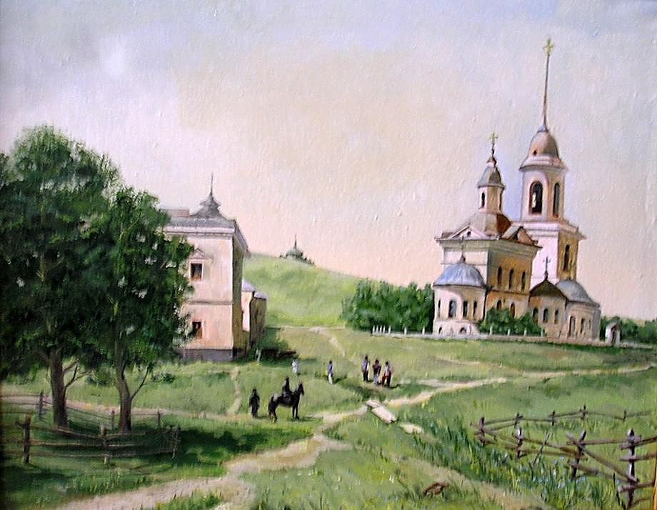 Церковь Казанской иконы Божией Матери (старая), Екатеринбург (Екатеринбург (МО город Екатеринбург), Свердловская область). графика, Рисунок 1913 года. Автор В.В. Муравьёв