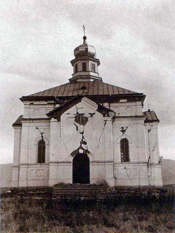 Церковь Казанской иконы Божией Матери (старая), Узынагаш (Казанско-Богородицкое) (Алматинская область, Казахстан). архивная фотография, Церковь Казанско-Богородицкая после землетрясения
