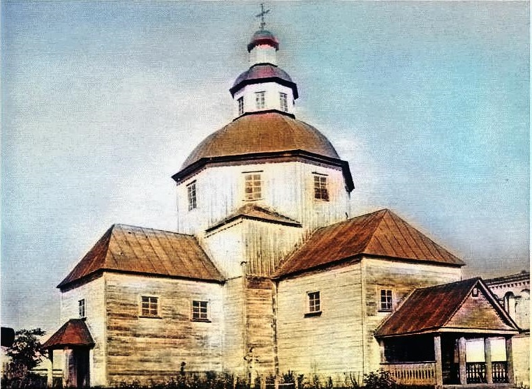 Церковь Михаила Архангела, Леньков (Новгород-Северский район, Украина, Черниговская область). архивная фотография, Частная коллекция. Раскрашенное фото 1930 г.