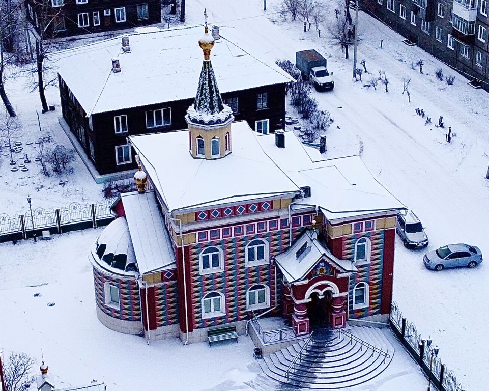 Церковь Распятия Христова, Абакан (Абакан, город, Республика Хакасия). общий вид в ландшафте, С дрона