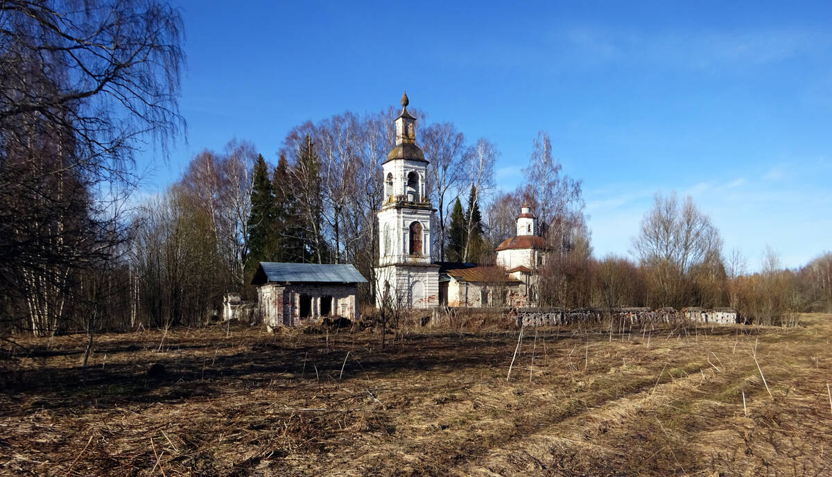 Церковь Николая Чудотворца, Соболево (Сусанинский район, Костромская область). общий вид в ландшафте