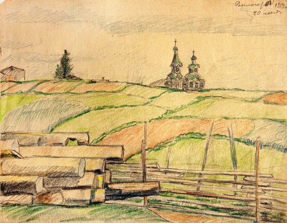 Церковь Параскевы Пятницы, Выльгорт (Сыктывдинский район, Республика Коми). графика, Холопова-Новодворская Вера Дмитриевна