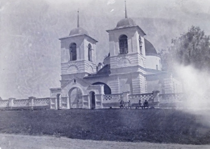 Церковь Казанской иконы Божией Матери, Михайловское, урочище (Дорогобужский район, Смоленская область). архивная фотография, Фото первой трети ХХ в. Общий вид с запада. ГКМФ. ГНИМА им Щусева