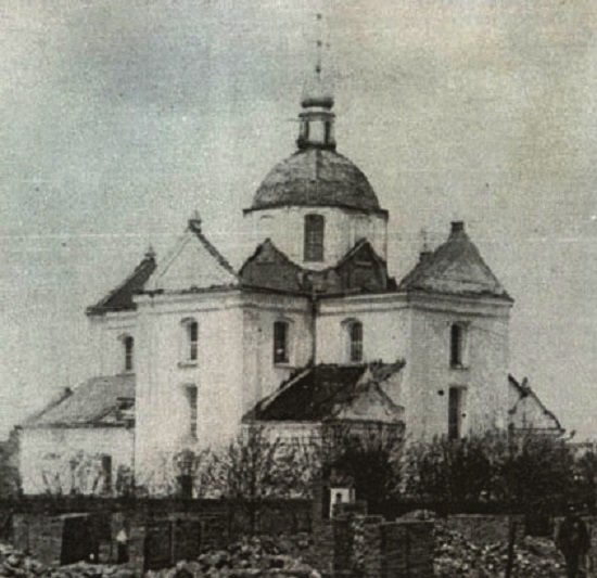 Церковь Петра и Павла, Могилёв (Могилёв, город, Беларусь, Могилёвская область). архивная фотография, Храм после пожара. Фото 1943 г. с аукциона e-bay.de