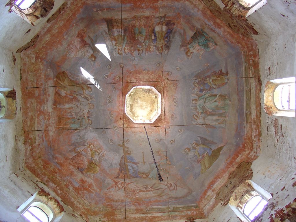 Церковь Воскресения Христова (старая), Рукино (Кирилловский район, Вологодская область). интерьер и убранство, Хорошо сохранилась роспись