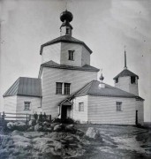 Церковь Успения Пресвятой Богородицы, Первая половина XX в. (Соболев Н. Н.).  Общий вид с севера. ГКМФ. ГНИМА им Щусева<br>, Всхоново, урочище, Западнодвинский район, Тверская область