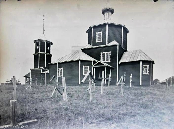 Церковь Воскресения Христова, Пожоги, урочище (Западнодвинский район, Тверская область). архивная фотография, Фото первой трети XX в. (Н.Н. Соболев). ГКМФ.Псково-Изборский объединенный музей-заповедник