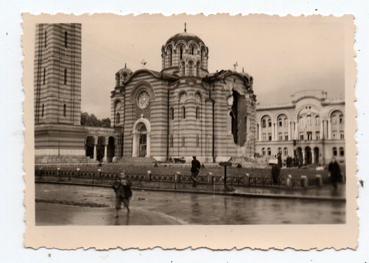 Собор Троицы Живоначальной (старый), Баня-Лука (Босния и Герцеговина, Прочие страны). архивная фотография, Собор после бомбардировки. Фото 1941 г. с аукциона e-bay.de