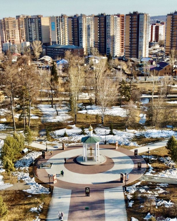 Часовня Второго Пришествия Христова, Иркутск (Иркутск, город, Иркутская область). общий вид в ландшафте, С воздуха