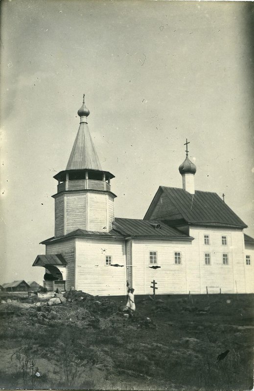 Церковь Успения Пресвятой Богородицы, Лукинская (Озера) (Подпорожский район, Ленинградская область). архивная фотография, Фото 1927 г. из фондов Российского этнографического музея. (ГК № 22583062)
