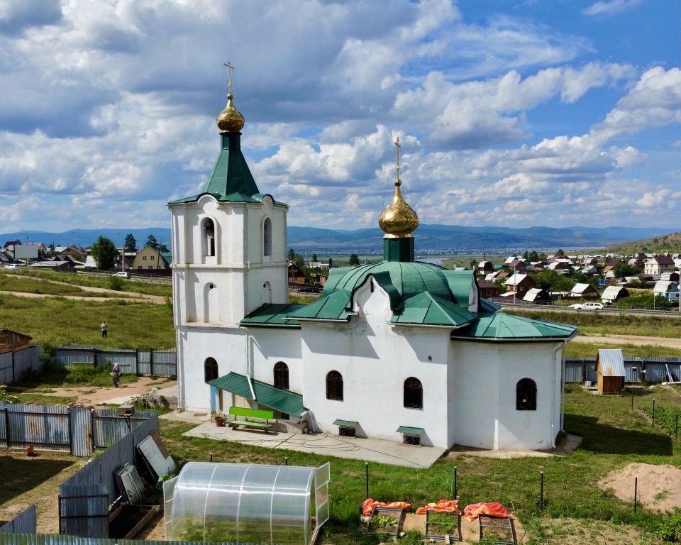 Нижний Саянтуй. Церковь Рождества Иоанна Предтечи. фасады, С воздуха