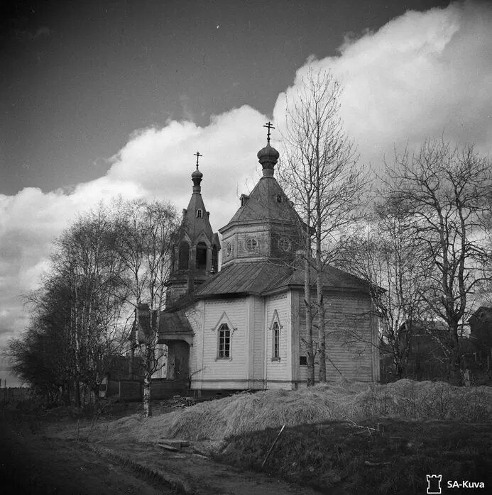 Церковь Александра Невского, Мятусово (Подпорожский район, Ленинградская область). архивная фотография, Автор: Sotamies Ensio Liesimaa (рядовой Энсио Лиесимаа), 1944 г. Финский архив фотографий военного времени, http://sa-kuva.fi