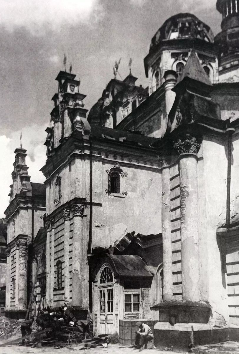 Михайловский Златоверхий монастырь. Собор Михаила Архангела (старый), Старый Киев (Шевченковский район, Украина, г. Киев). архивная фотография, Подготовка к демонтажу, 1936-1937 г.г.