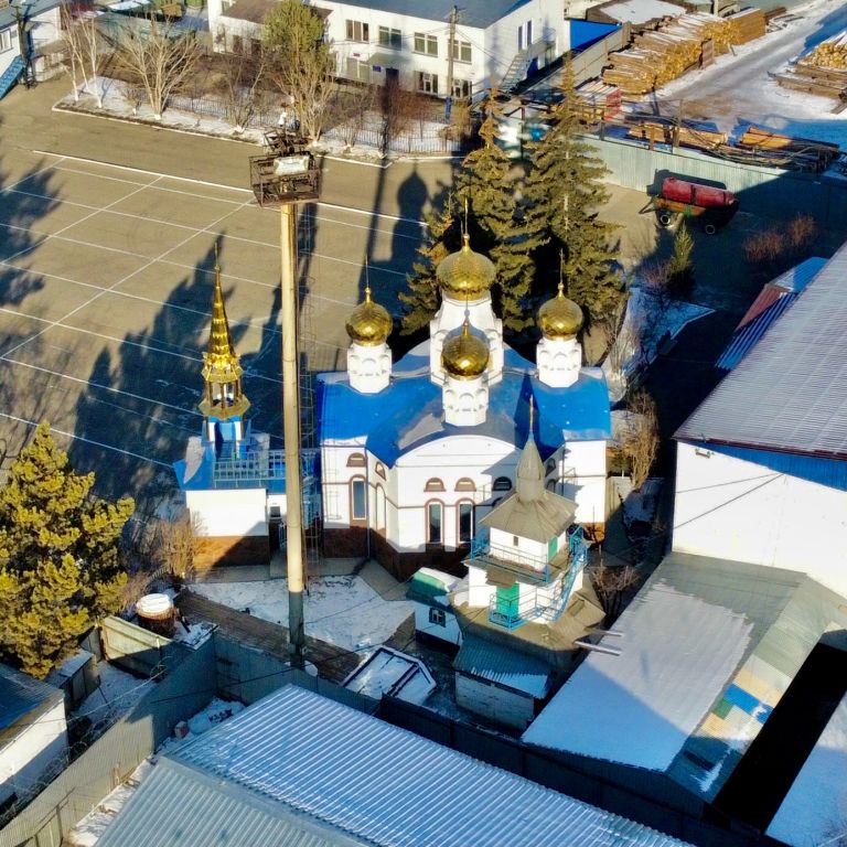 Церковь Покрова Пресвятой Богородицы при ИК-19, Маркова (Иркутский район, Иркутская область). общий вид в ландшафте, Вид с юга