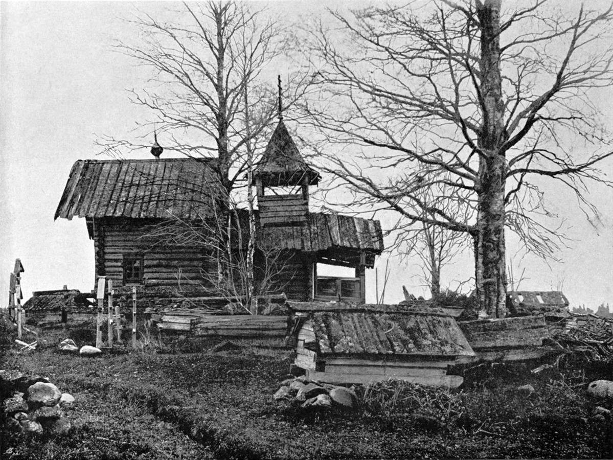 Часовня Успения Пресвятой Богородицы, Коккари, урочище (Суоярвский район, Республика Карелия). архивная фотография, Фото 1895 года с сайта heninen.net. Автор Into Konrad Inha