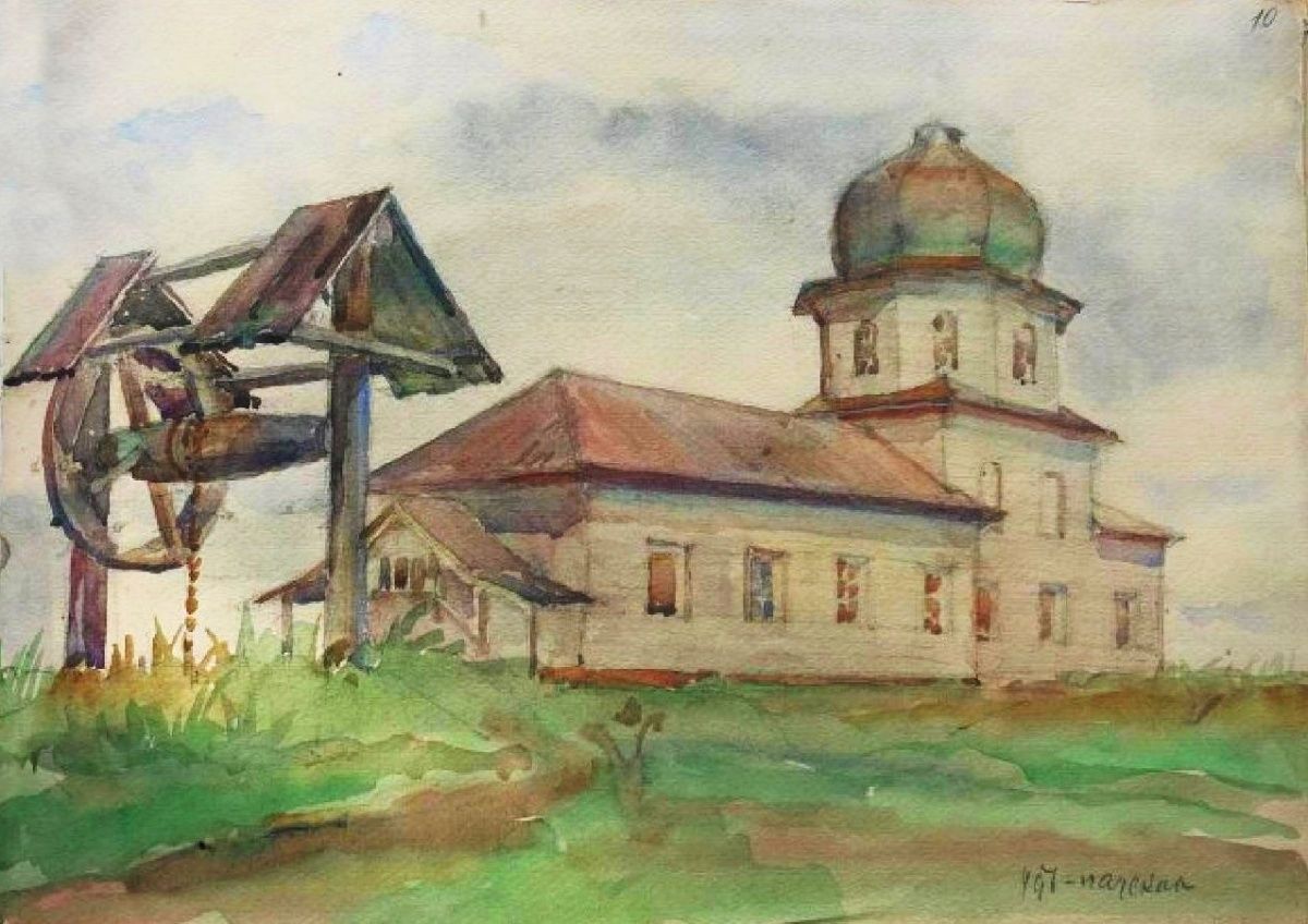 Церковь Благовещения Пресвятой Богородицы, Усть-Паденьга (Шенкурский район, Архангельская область). архивная фотография, Рисунок 1939 г. Материалы отчета бригады по обследованию памятников архитектуры в бассейне р. Ваги Архангельской области. Группа ВК 