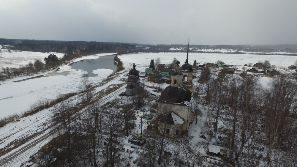 Храмовый комплекс Ростовского прихода, Возгрецовская (Ростовское) (Вельский район, Архангельская область). общий вид в ландшафте