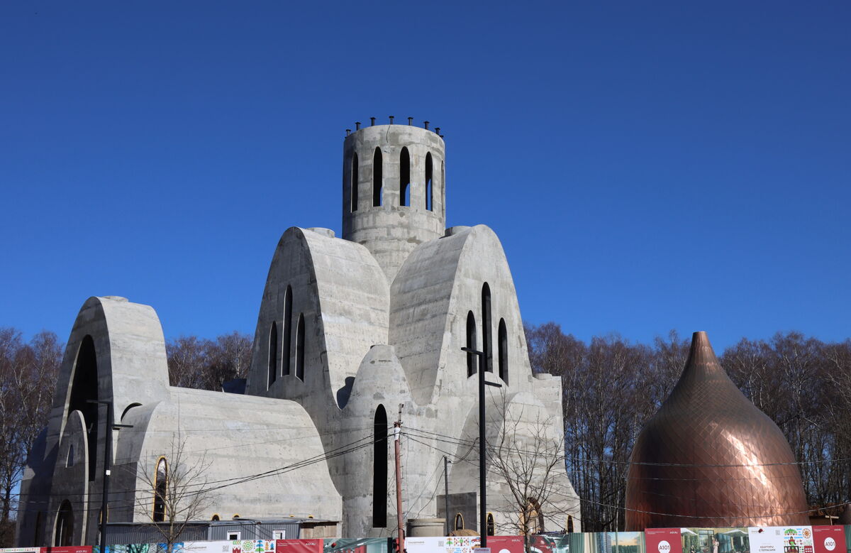 Церковь Вознесения Господня (строящаяся), Бачурино (Новомосковский административный округ (НАО), г. Москва). документальные фотографии, Вид с юго-запада