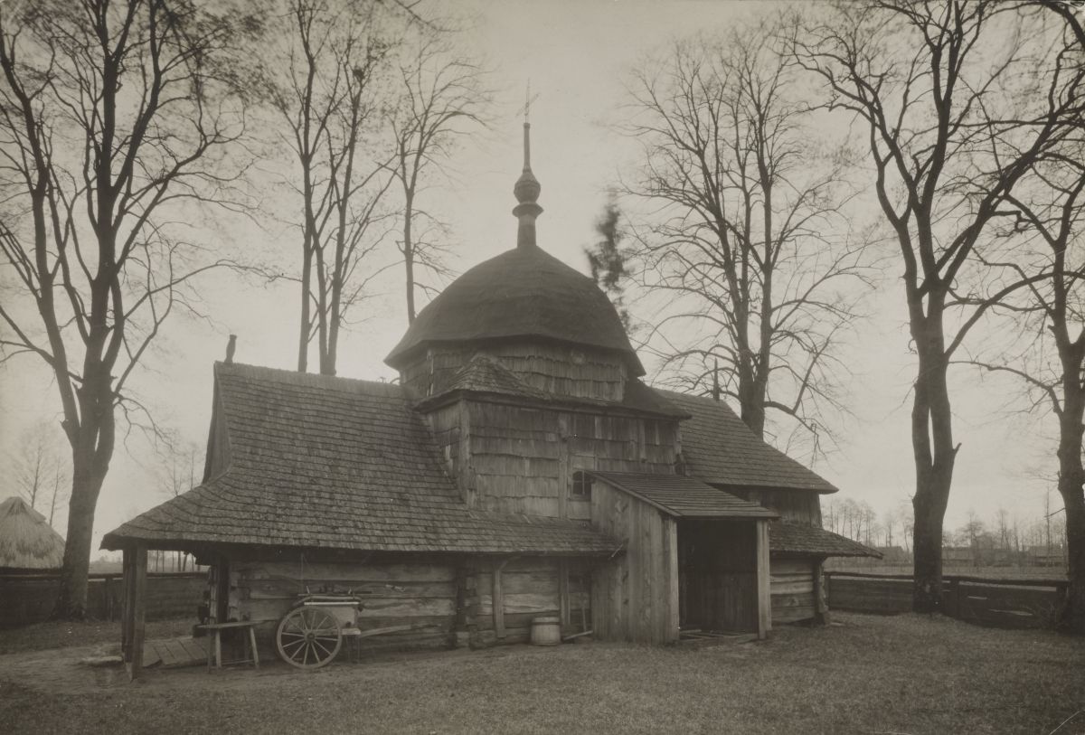 Росновка. Церковь Покрова Пресвятой Богородицы. архивная фотография, Фото 1912 г. с сайта Польской национальной библиотекиhttps://polona.pl/item/widok-ogolny-drewnianej-cerkwi-w-wolce-rosnowskiej,MTIxNzMxMzg0/0/#info:metadata