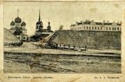 Храмовый комплекс. Собор Преображения Господня и церковь Василия Великого, Собор Спаса Преображения (слева) и церковь Василия Великого (правее), на пригорке Духовное училище<br>, Белозерск, Белозерский район, Вологодская область