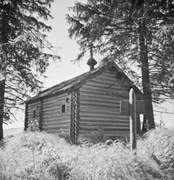 Часовня Петра и Павла, Фото 1943 года с сайта www.finna.fi. Автор Väinö Kaukonen<br>, Евгора, Медвежьегорский район, Республика Карелия