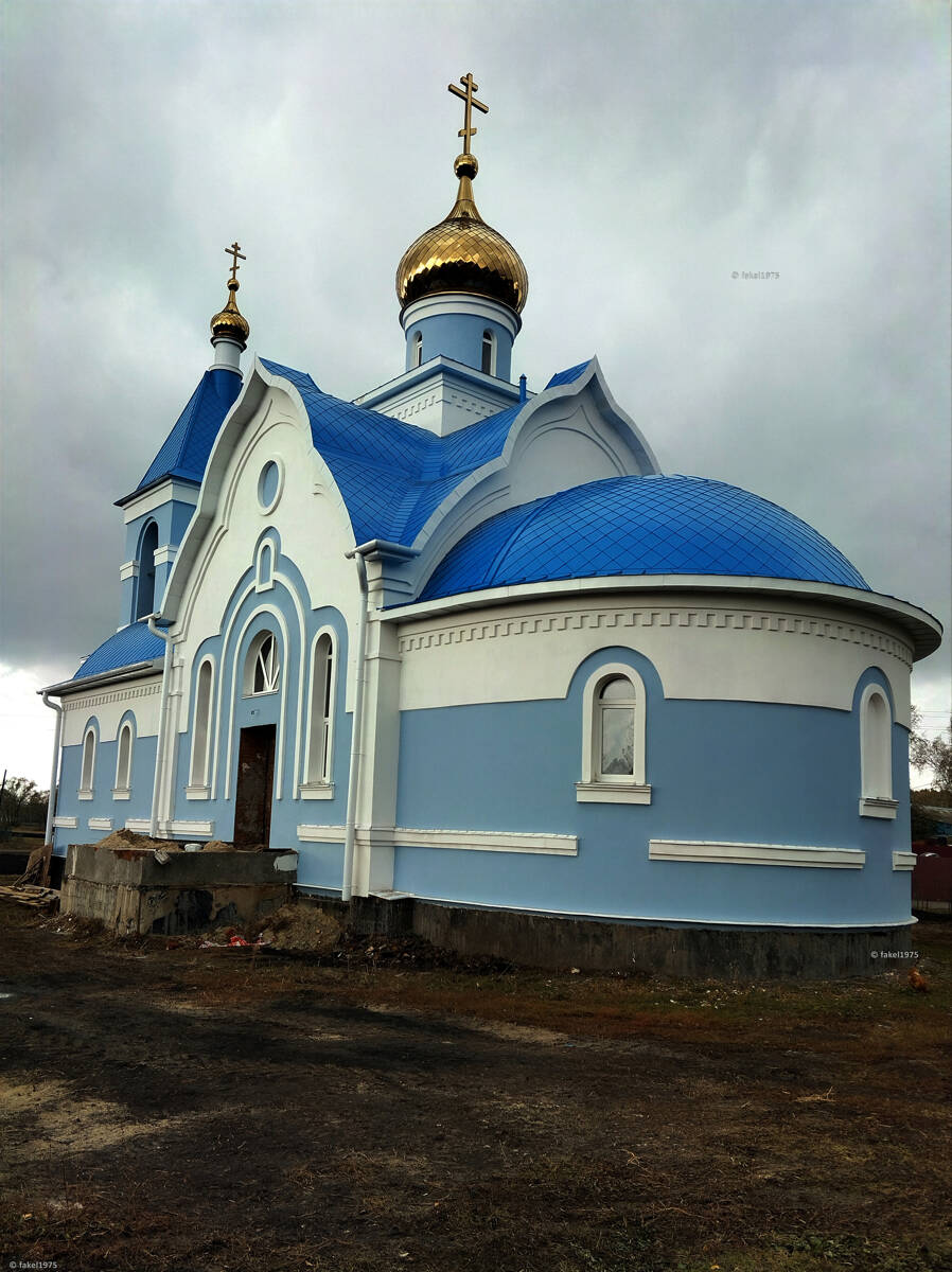 Церковь Казанской иконы Божией Матери (строящаяся), Терское (Мичуринский район и г. Мичуринск, Тамбовская область). общий вид в ландшафте