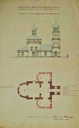 Церковь Покрова Пресвятой Богородицы (старая), Фасад и план, 1846 г. Госкаталог № 46403521. Государственный исторический музей<br>, Мышецкое, Солнечногорский городской округ, Московская область