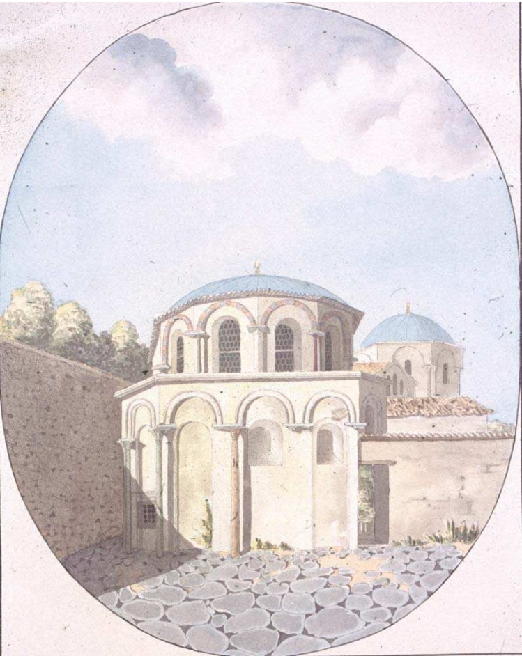 Неизвестная церковь, Бурса (Бурса, Турция). архивная фотография, Акварель К.Г.Лёвенхильма (выполнена в 1824-1827)