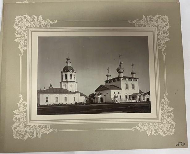 Вознесенский собор (справа) и Печерская церковь (слева). 1900 г. goskatalog.ru, архивная фотография. Храмовый комплекс. Собор Вознесения Господня и церковь Печерской иконы Божией Матери, Балахна (Балахнинский район, Нижегородская область)