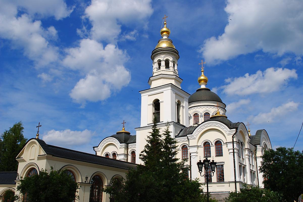 общий вид в ландшафте. Симеоновское подворье Александро-Невского Ново-Тихвинского женского монастыря, Меркушино (Верхотурский район (ГО Верхотурский), Свердловская область)