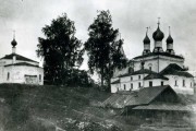 Храмовый комплекс. Церкви Благовещения Пресвятой Богородицы и Николая Чудотворца, Старинное фото с сайта "Святыни земли Тейковской". Слева - Никольская церковь, справа - Благовещенская<br>, Алферьево, Тейковский район, Ивановская область