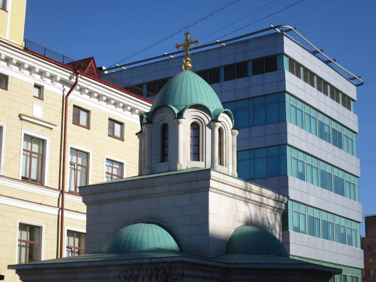 Церковь Николая Чудотворца при Институте им. Я.В. Самойлова, Гагаринский (Юго-Западный административный округ (ЮЗАО), г. Москва). фасады