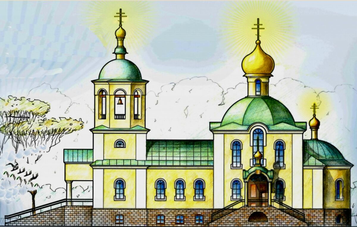Церковь Введения во храм Пресвятой Богородицы (строится), Саяногорск (Саяногорск, город, Республика Хакасия). графика, Эскиз с ящика для пожертвований на строительство храма