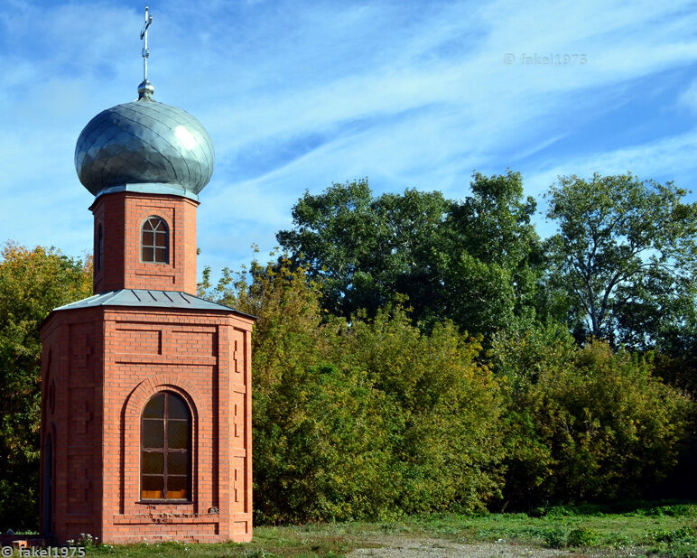 Часовня Димитрия Солунского, Средняя Матрёнка (Добринский район, Липецкая область). общий вид в ландшафте