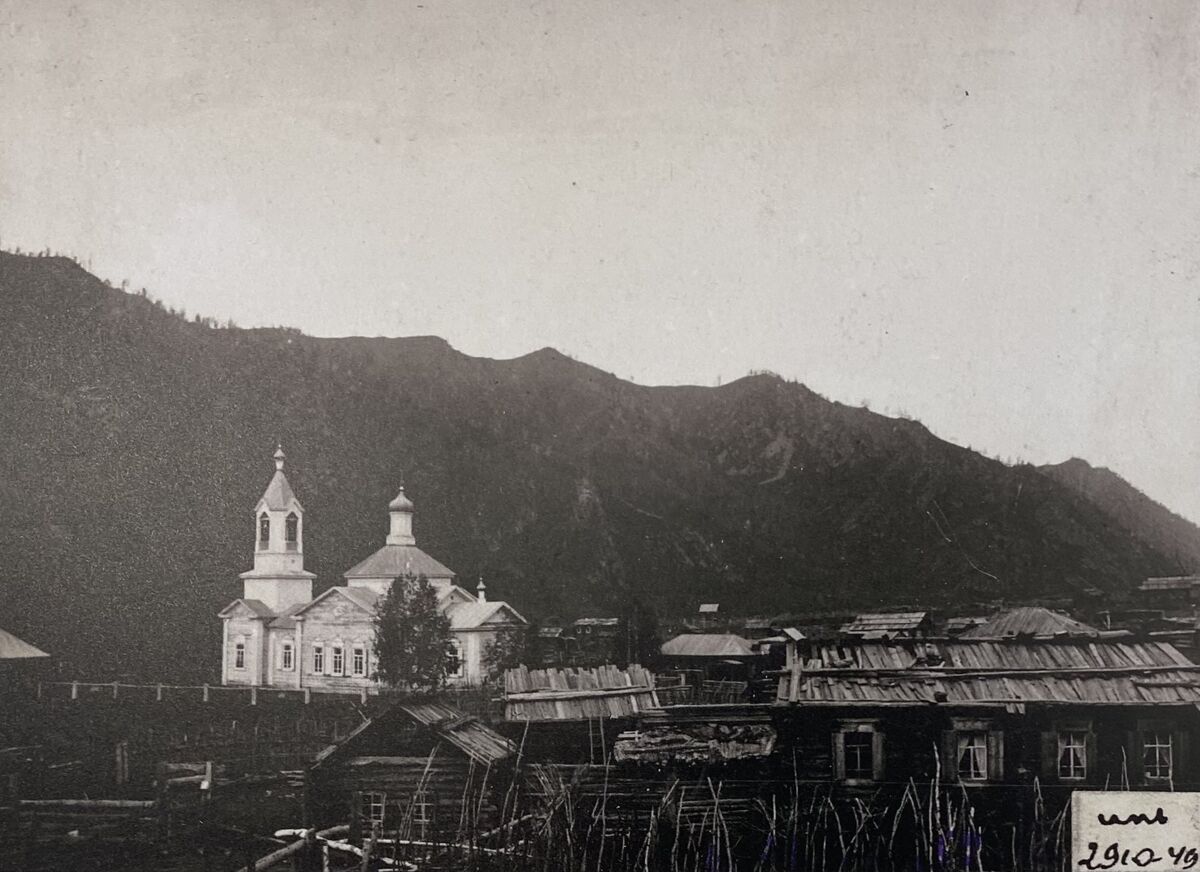 Церковь Покрова Пресвятой Богородицы (старая), Черга (Шебалинский район, Республика Алтай). архивная фотография, Фото нач. 20 в. из собрания краеведческого музея г. Барнаула, с выставки 