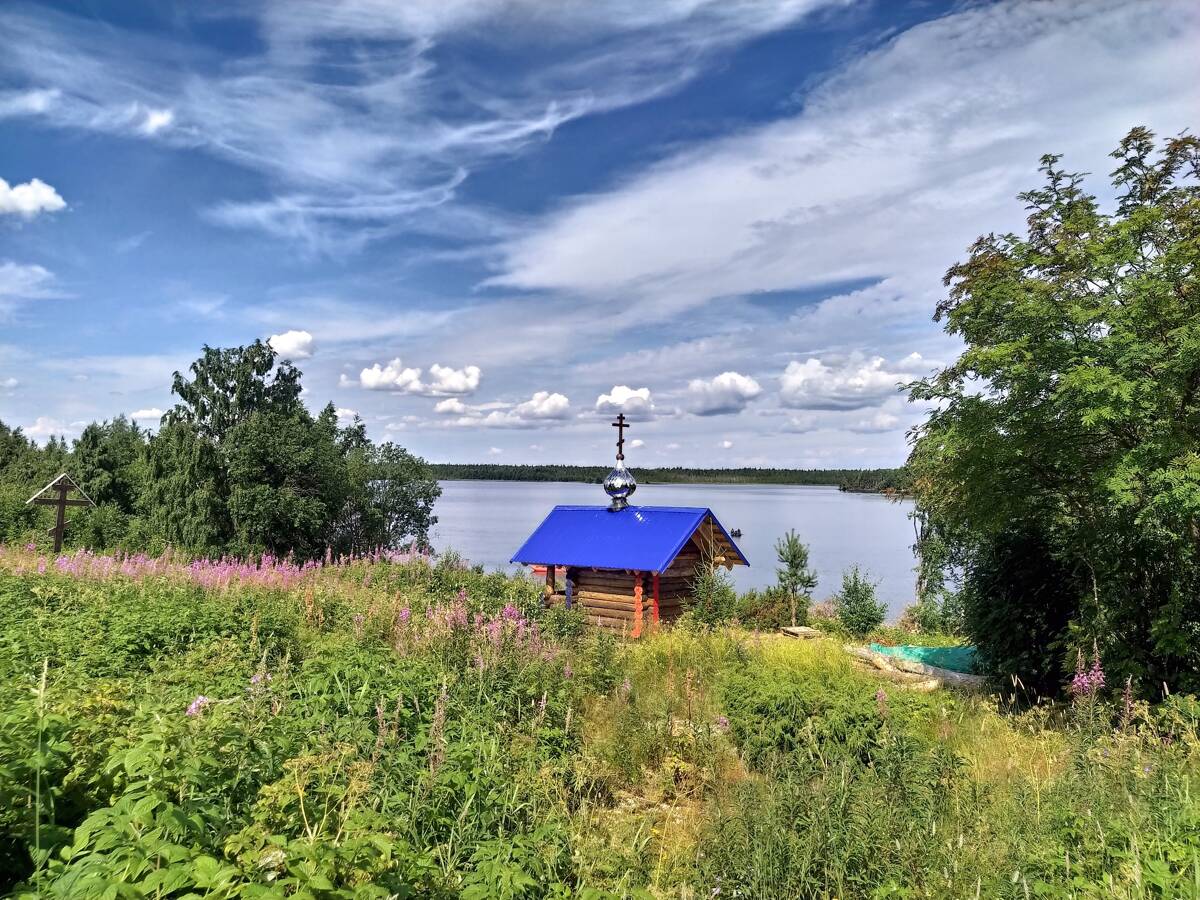 Часовня Спаса Нерукотворного Образа, Пебозеро, урочище (Беломорский район, Республика Карелия). общий вид в ландшафте
