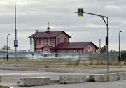 Церковь Георгия Победоносца (временная), Вид с перекрёстка улиц Карбышева и 87-й гв. дивизии<br>, Волжский, Волжский, город, Волгоградская область