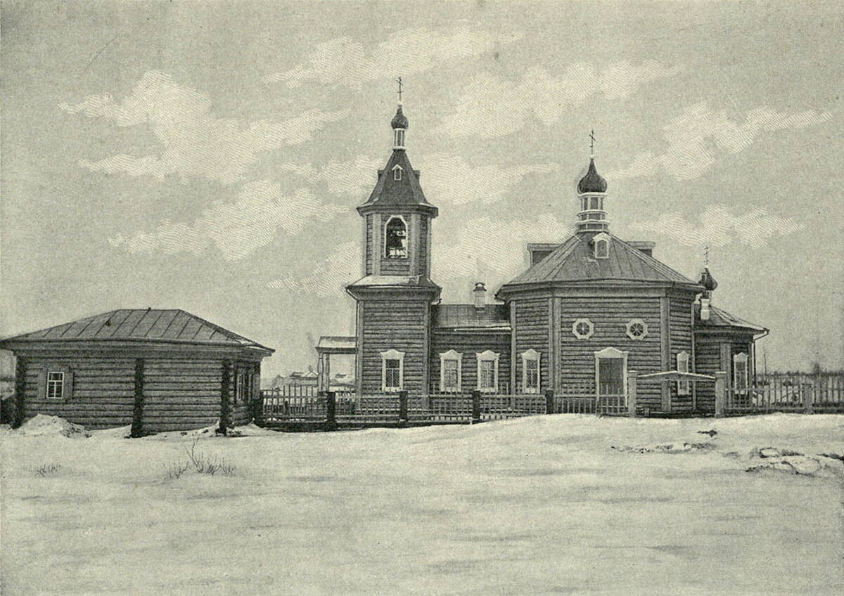 Церковь Сергия Радонежского, Новониколаевка (Яйский район, Кемеровская область). архивная фотография, Фото из книги 