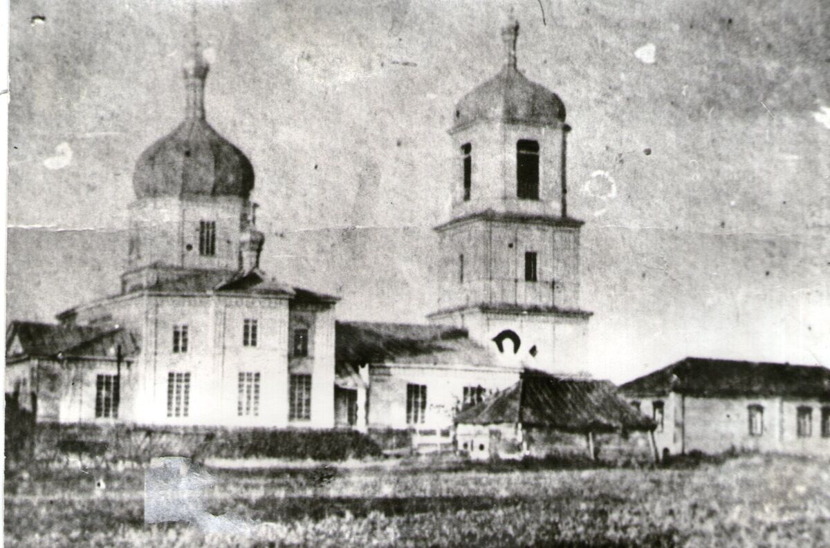 Церковь Покрова Пресвятой Богородицы, Большая Глушица (Большеглушицкий район, Самарская область). архивная фотография, Дореволюционное фото из фондов Большеглушицкого историко-краеведческого музея им. П.Я. Русяева